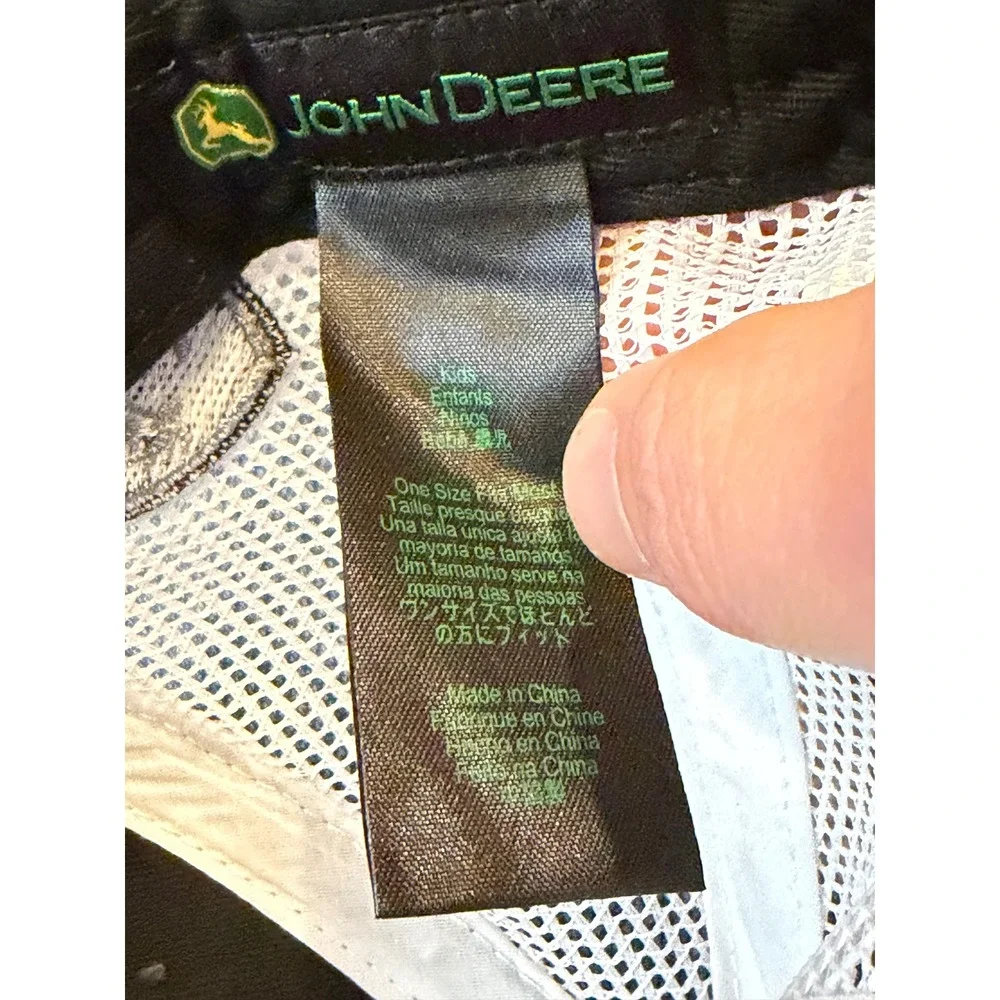 John Deere Trucker Hat Kids OS Black White Green Yellow JY2C-0F31-JDR-B5X Mesh‎